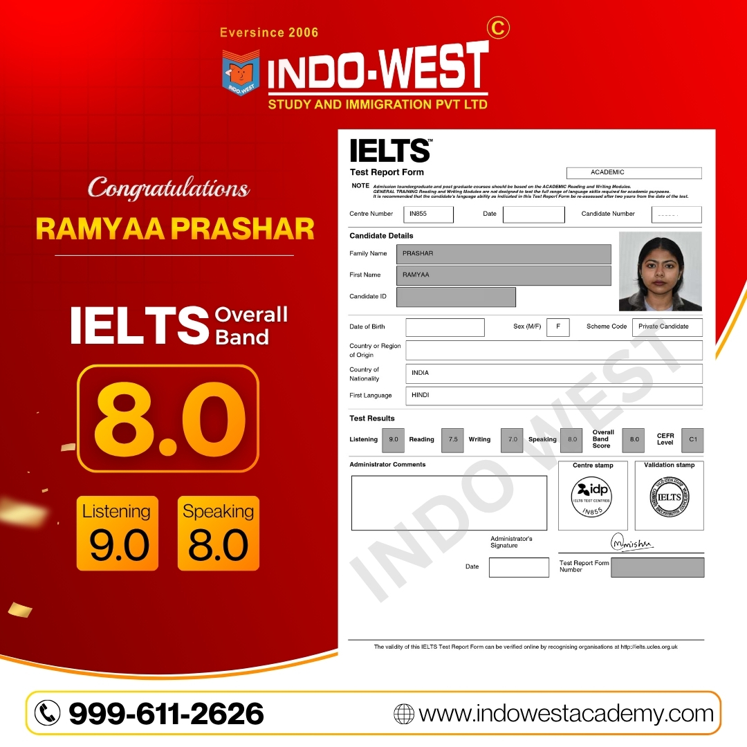 IELTS student results at Indo-West Academy